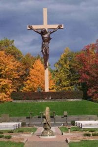 The outdoor Crucifix at the Shrine of the Cross in the Woods in Indian River, Michigan