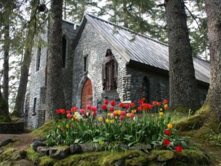 Exterior of the Shrine of Saint Therese in Juneau, Alaska
