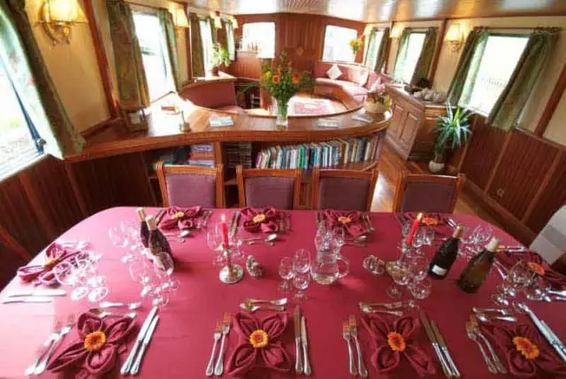 Dining area on the Barge