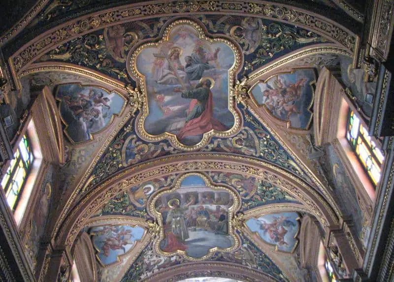 The ceiling of the Church of Saint Paul's Shipwreck in Malta
