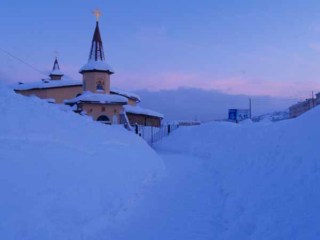 Magadan Russian Federation View of the church in Winter