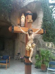 The crucifix at the Lourdes grotto (Oblate Grotto) in San Antonio