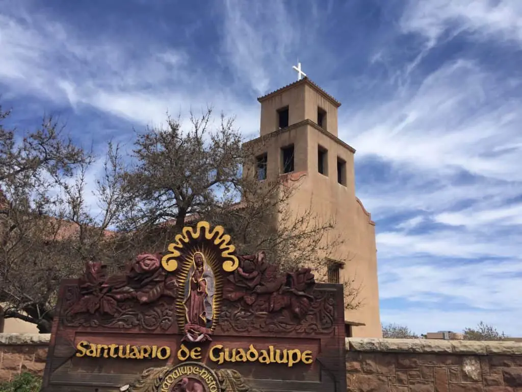 A view of Our Lady of Guadalupe Shrine in Santa Fe, New Mexico