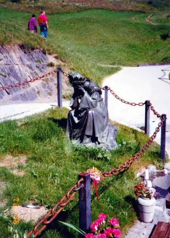 statue of Our Lady weeping at the shrine of La Salette France