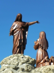 The statues here at Laus tell the story of the apparitions and are very similar to those at the Shrine of La Salette