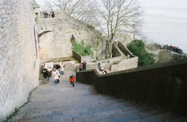 A bit of a climb up the steps to Mt St Michel