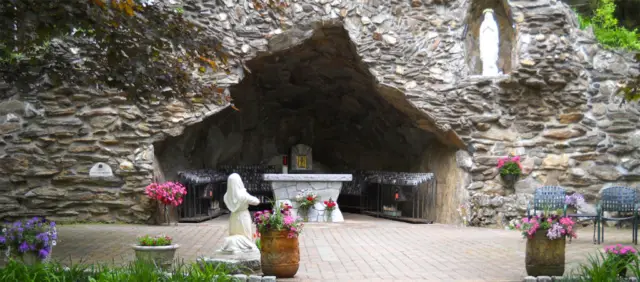 View of the Grotto at Lourdes in Litchfield