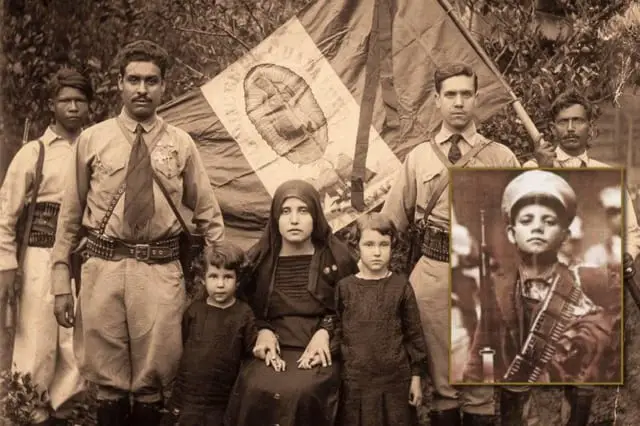 Photo of some of the Cristeros, with photo of Saint Jose Sanchez del Rio super-imposed