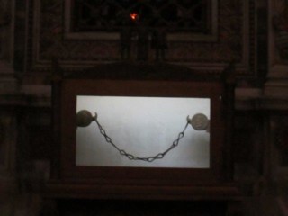 The chains used to bind Saint Paul when he was in prison are on display here in the Basilica of Saint Paul's Outside the Walls