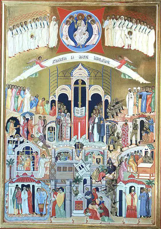 One of the icons of the martyrs in the Basilica of Saint Bartholomew