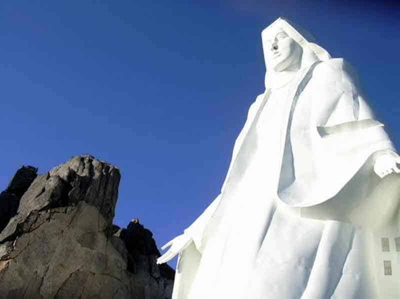Closeup of the statue of  Our Lady of the Rockies in Butte, Montana