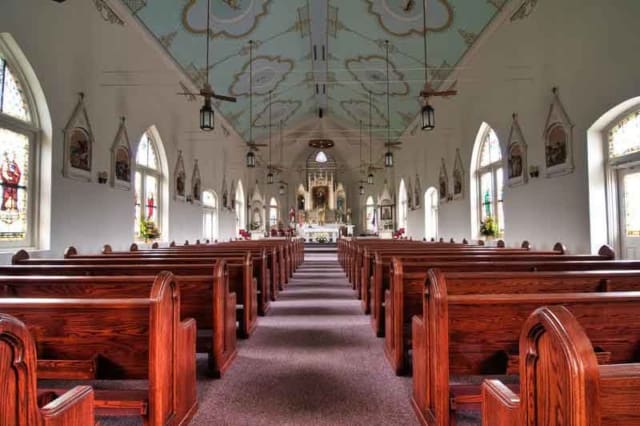 Interior of Immaculate Conception Catholic Church in Panna Maria