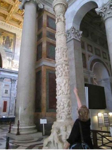 Of great interest is the sculpture of the Paschal Candle here in the Basilica of St Paul's Outside the Walls