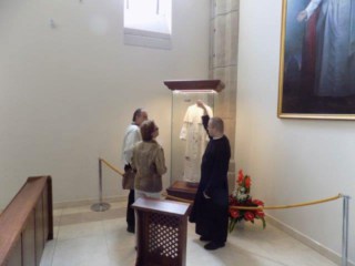 The blood-stained cassock on display