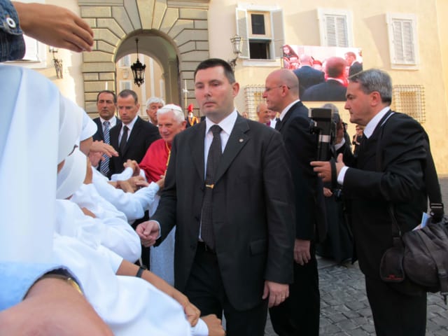 Pope Benedict greeting pilgrims
