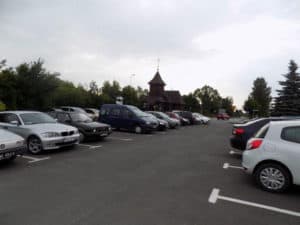 A lot of cars in the parking lot for such a small church