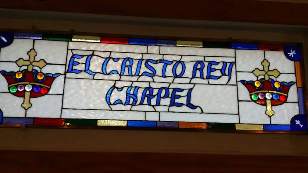 Sign at El Cristo Rey Chapel in Grand Canyon