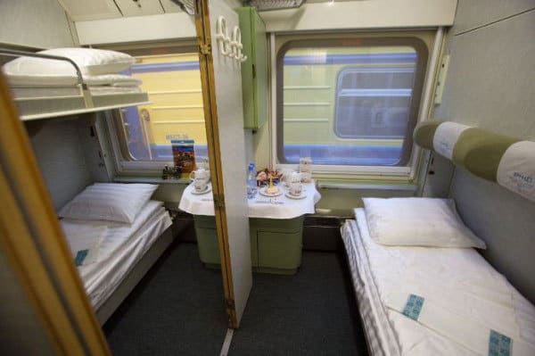Sleeping accommodations on the Moscow to St. Petersburg train (photo courtesy of RailEurope)