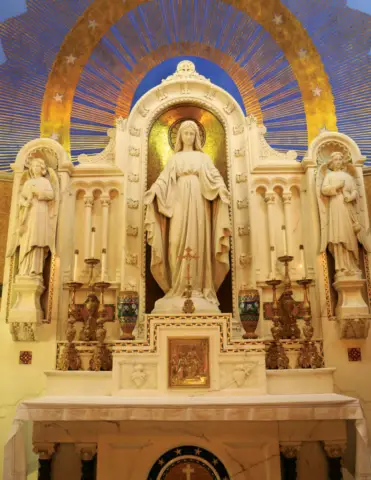 The main altar of the Shrine of the Miraculous Medal in Perryville, Missouri