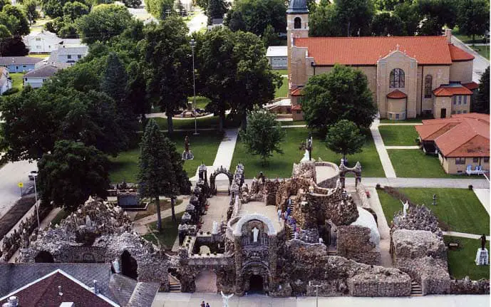 Aerial view of the entrance to the Grotto in West Bend, Iowa