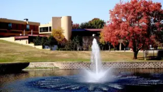 Closeup of the fountain at the Nazareth Retreat Center in Grand Prairie