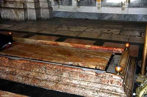 The Stone of the annointing in the Church of the Holy Sepulchre