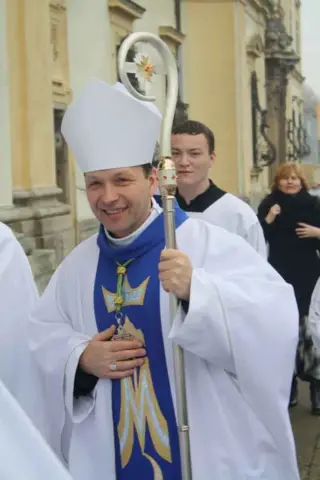Auxilary Archbishop leading the procession at Our Lady of Sorrows Basilica in Sastin, Slovakia