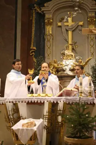 Celebrating Mass on Christmas Day at Our Lady of Sorrows Basilica in Sastin, Slovakia