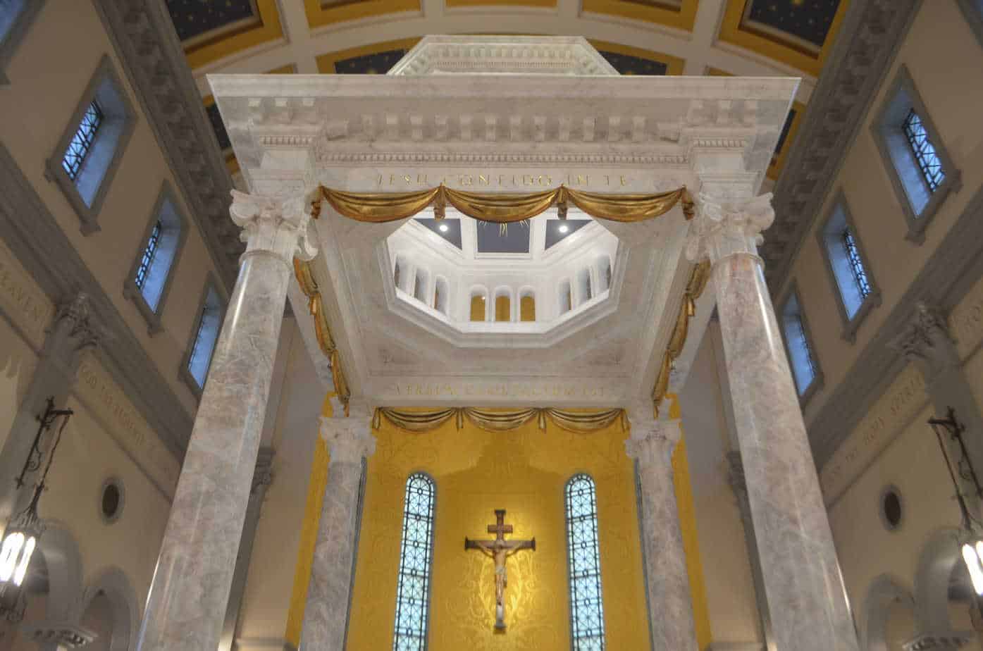 Closer view of the canopy of the altar of Sacred Heart Cathedral in Knoxville, TN
