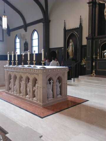 Side view of the altar at St Jude Church Fredericksburg, VA