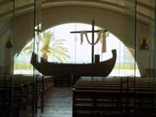 The boat-shaped altar in the Magdala Center in Israel