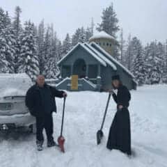 A wee bit of snow at Duchovny Mens Retreat center in Weston, Oregon