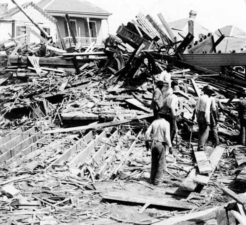 The search for bodies after the 1900 hurricane in Galveston