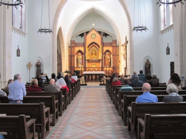 Interior of the chapel at Our Lady of Solitude Monastery in Tonopah, Arizona