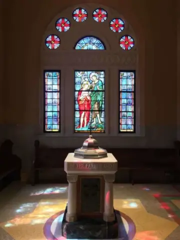 Baptismal font in the Cathedral of the Immaculate Conception in Lake Charles, LA