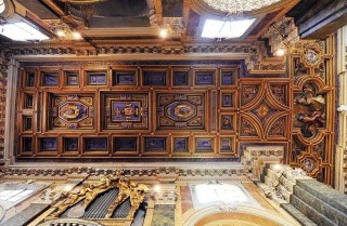 View of the wooden ceiling in the church of San Girolamo della Carità