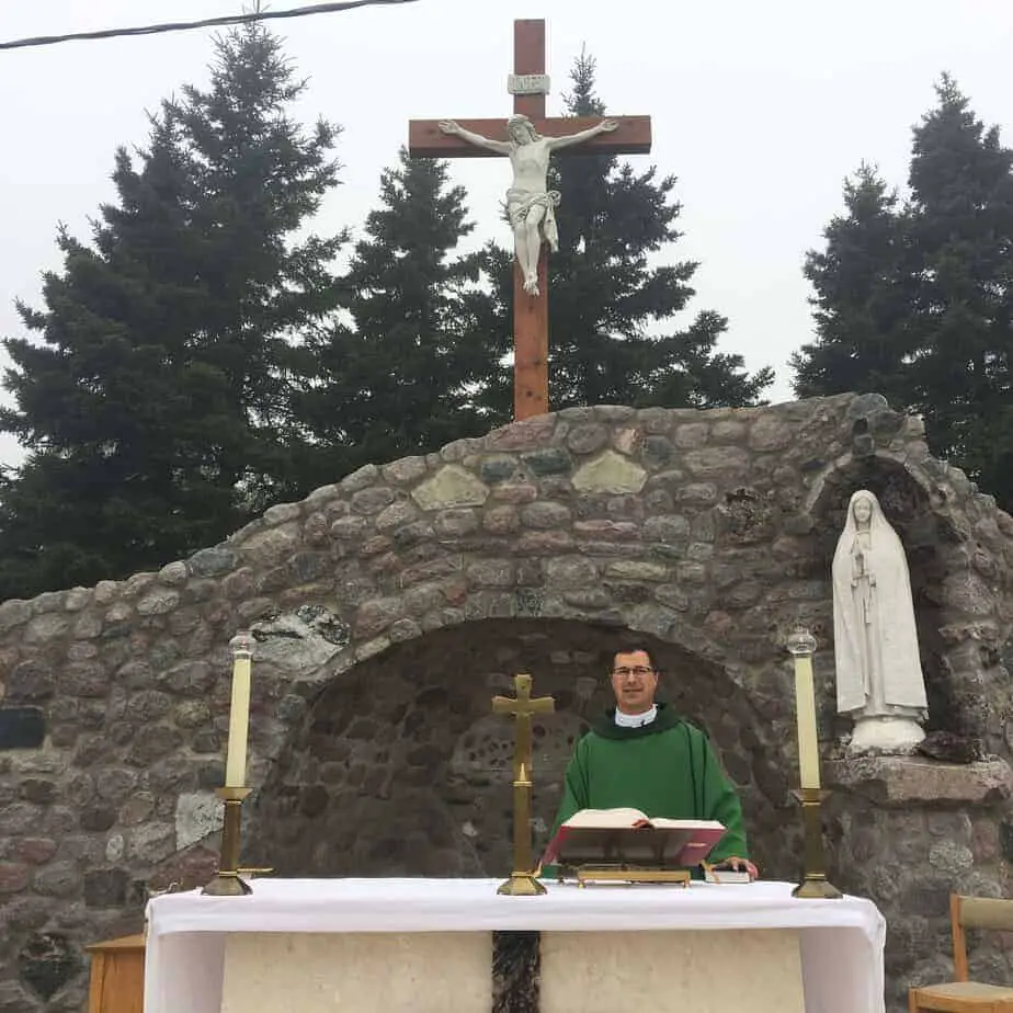 Outdoor Mass in the  Holy Angels Grotto Schreiber, Ontario