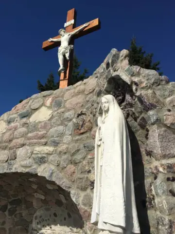 Crucifix & Blessed Mother at the Holy Angels Grotto Schreiber, Ontario