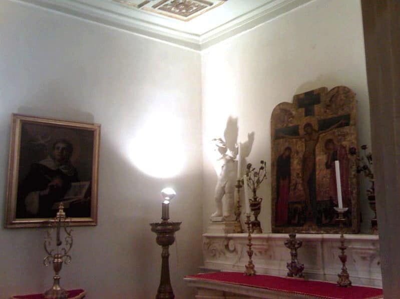 Cell of St. Thomas Aquinas with crucifix at Church of San Domenico Maggiore in Naples