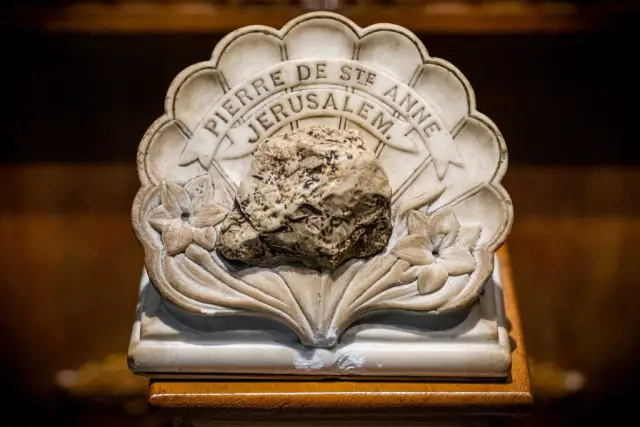Piece of stone from St. Anne's Church in Jerusalem at St. Annes Shrine Fall River, MA