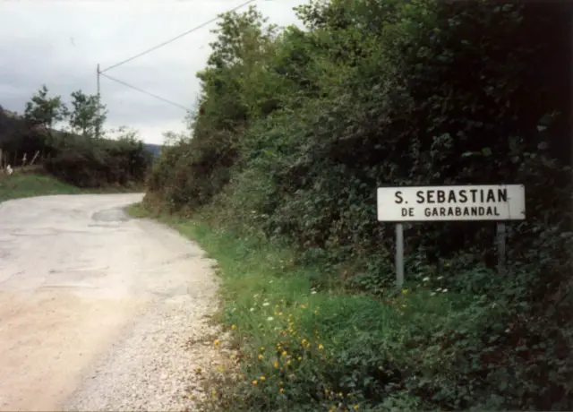 Road sign at the entrance to the village of Garabandal