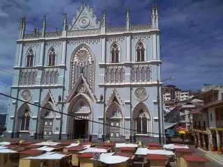 Front of the Basilica of El Cisne in Ecuador
