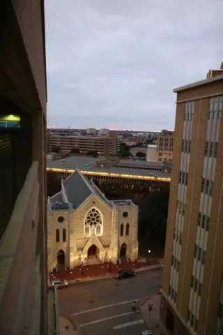 St Patrick Cathedral Ft Worth exterior evening view