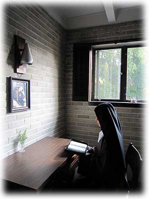 A sister in her cell at the Monastery in Terre haute, Indiana