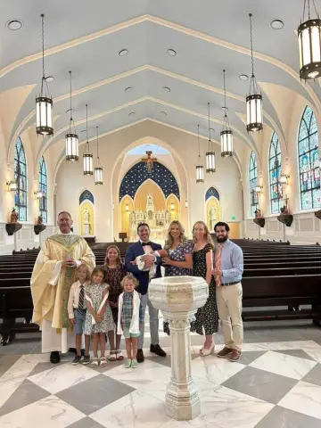 First baptism in the new sanctuary of St Clare of Assisi Parish, Charleston SC