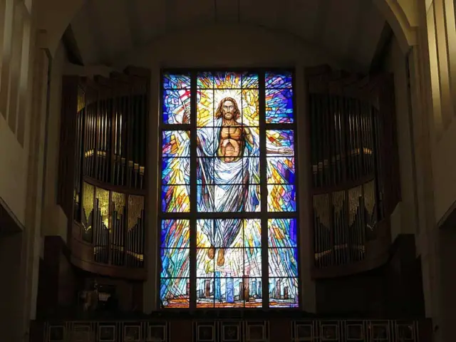 The resurrection window in the Co-Cathedral of the Sacred Heart in Houston, Texas