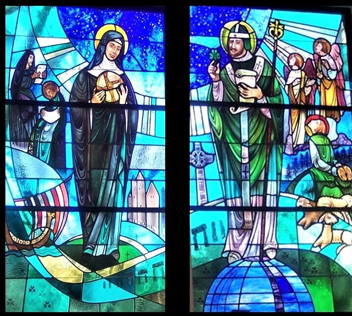 Stained glass windows in St Patrick's Church Pittsburgh