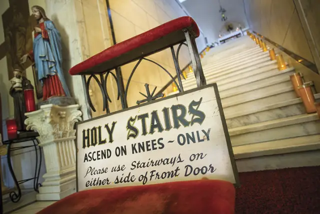 Sign for the Holy stairs St Patrick's Church Pittsburgh