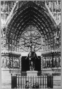 State of Joan of Arc at entrance to Reims Cathedral