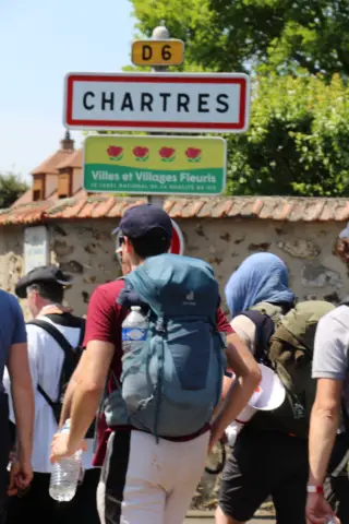 Arrival in Chartres at the end of the annual Chartres pilgrimage